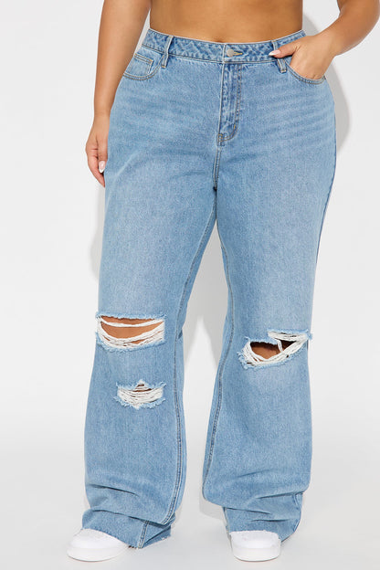 Tall Tough Love Baggy Ripped Straight Leg Jean - Medium Wash