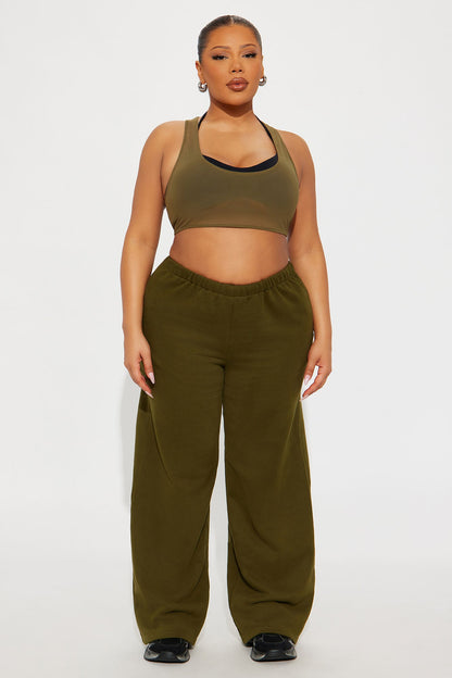 French Terry Drawstring Sweat Pant - Olive