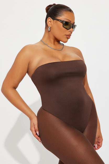 Contour Double Lined Strapless Bodysuit - Chocolate