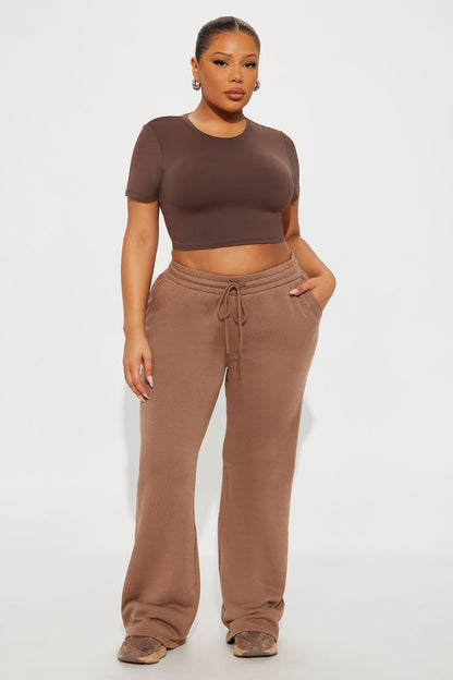 Second Skin Double Lined Super Cropped Tee - Chocolate