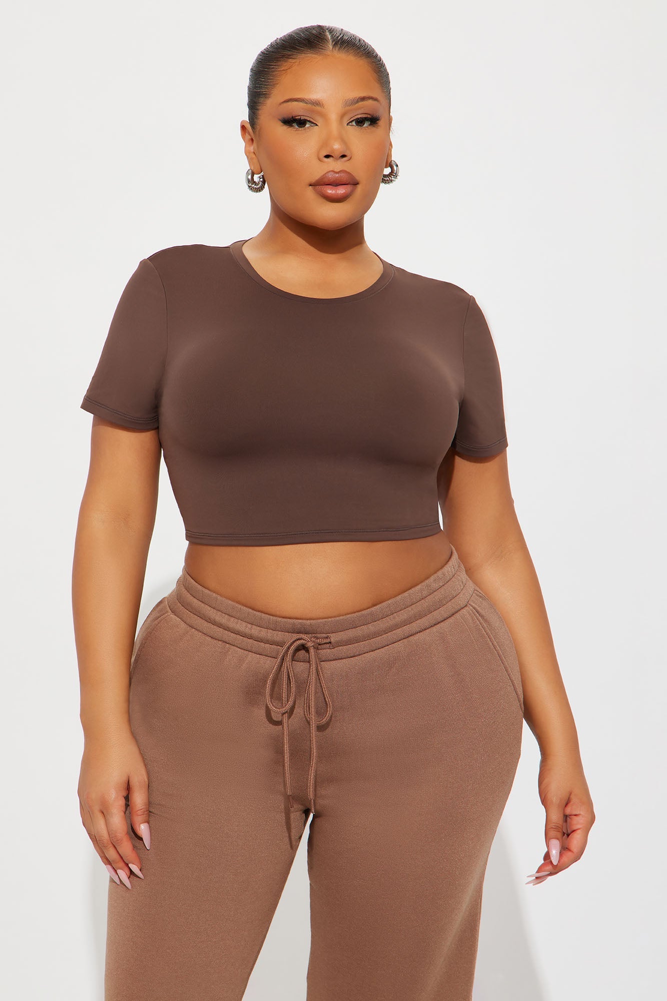 Second Skin Double Lined Super Cropped Tee - Chocolate