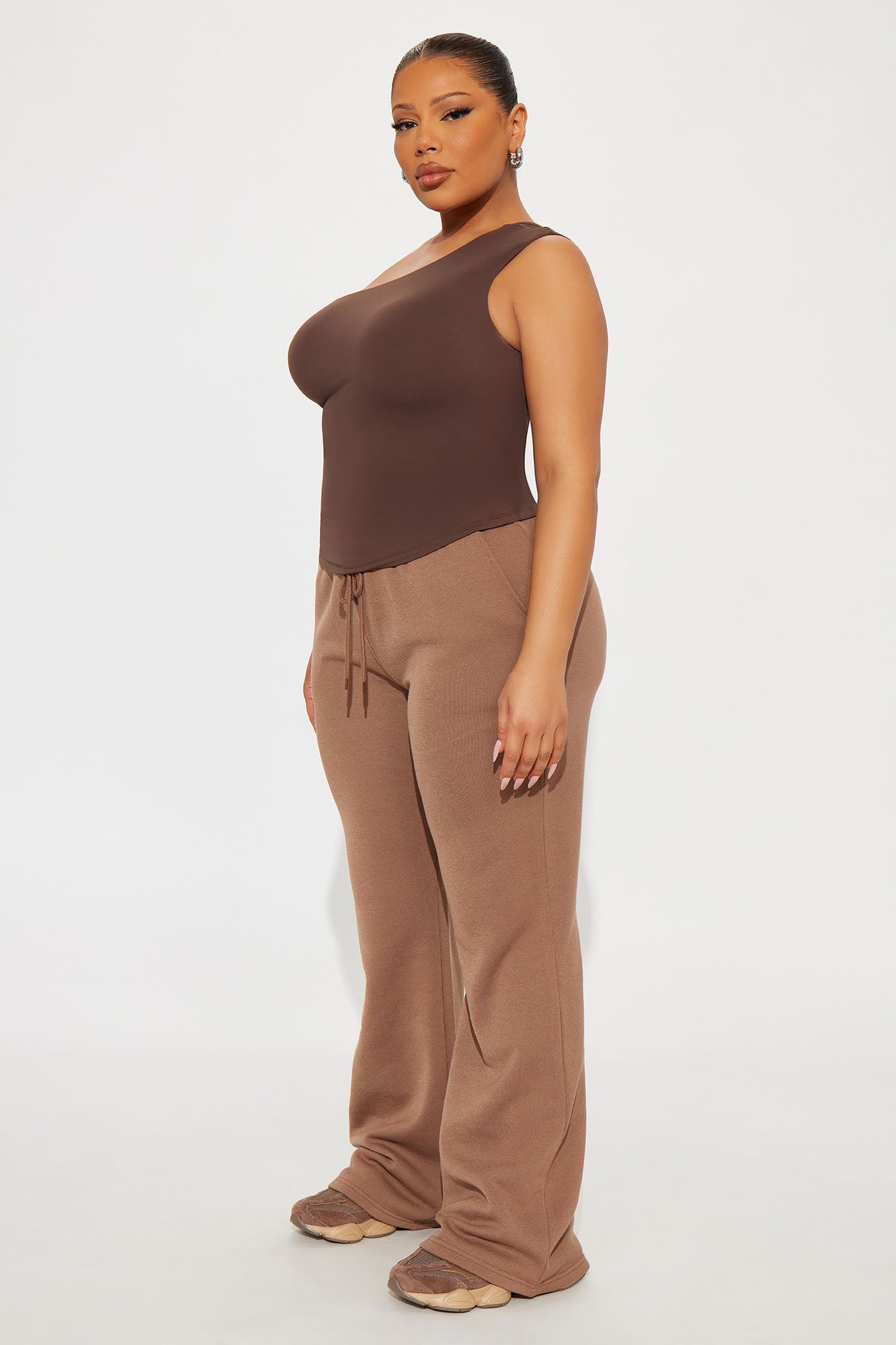 Second Skin Double Lined Off Shoulder Top - Chocolate