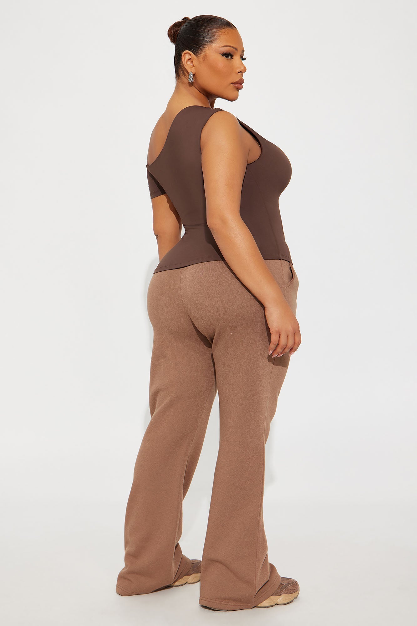 Second Skin Double Lined Off Shoulder Top - Chocolate