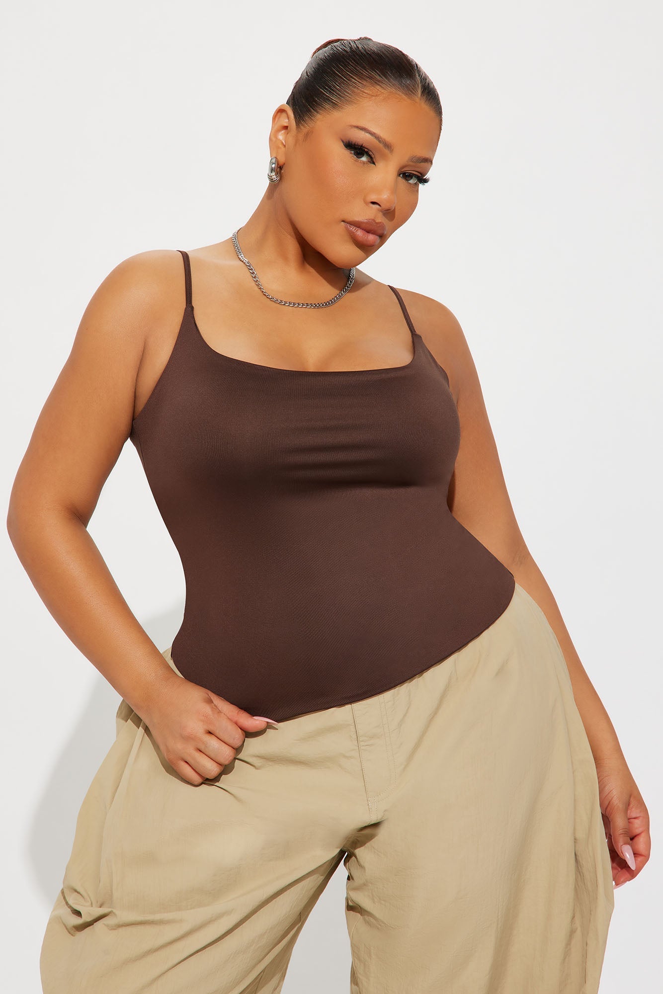 Contour Double Lined Cami Top - Chocolate