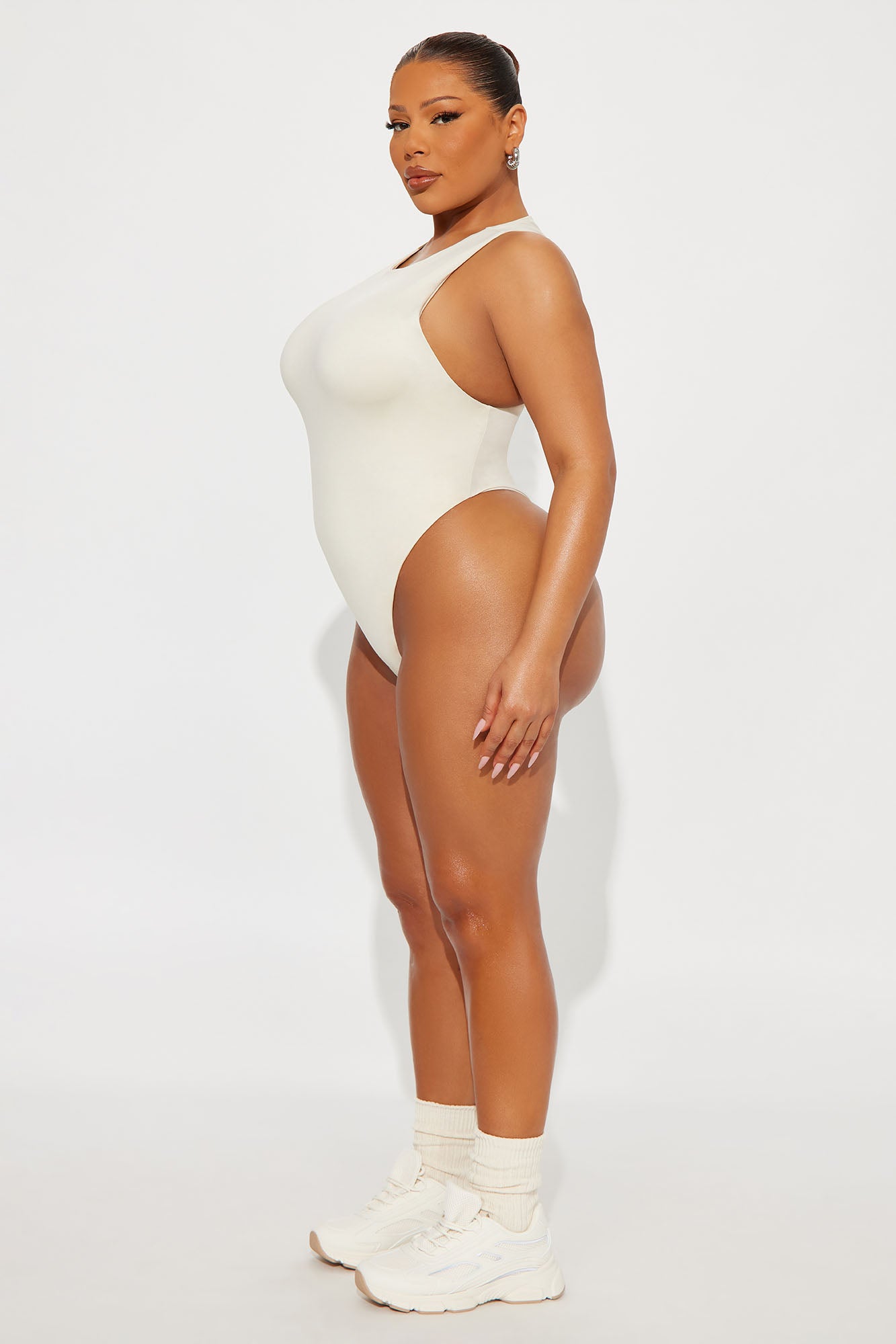 Contour Double Lined Scoop Neck Bodysuit - Bone