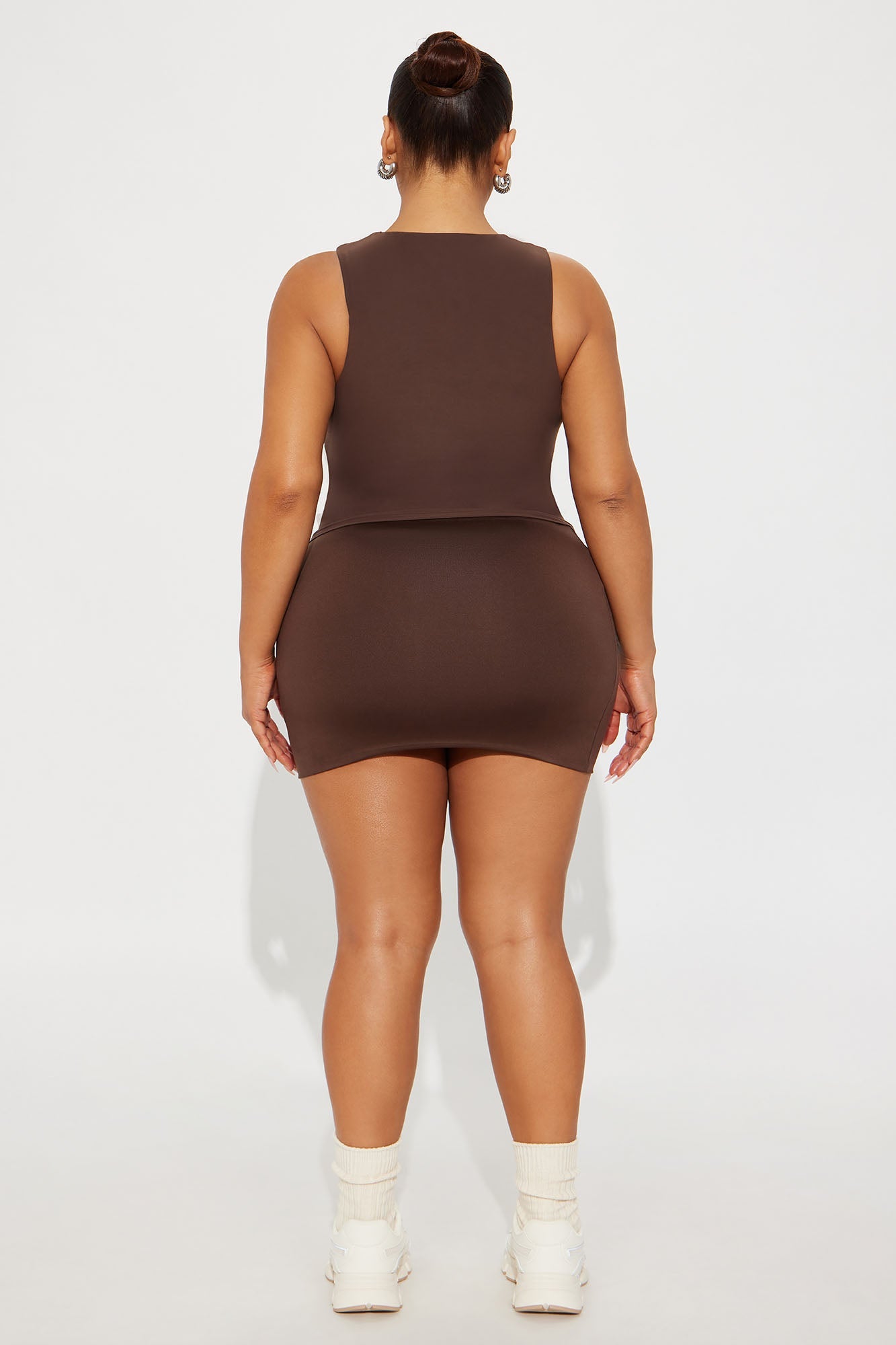 Second Skin Double Lined Zip Front Tank - Chocolate
