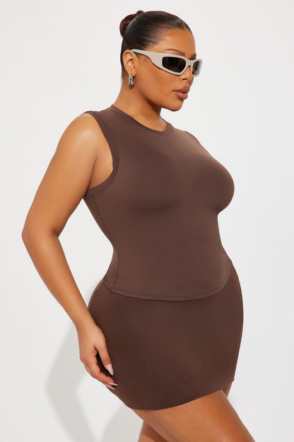 Second Skin Double Lined Muscle Tank - Chocolate