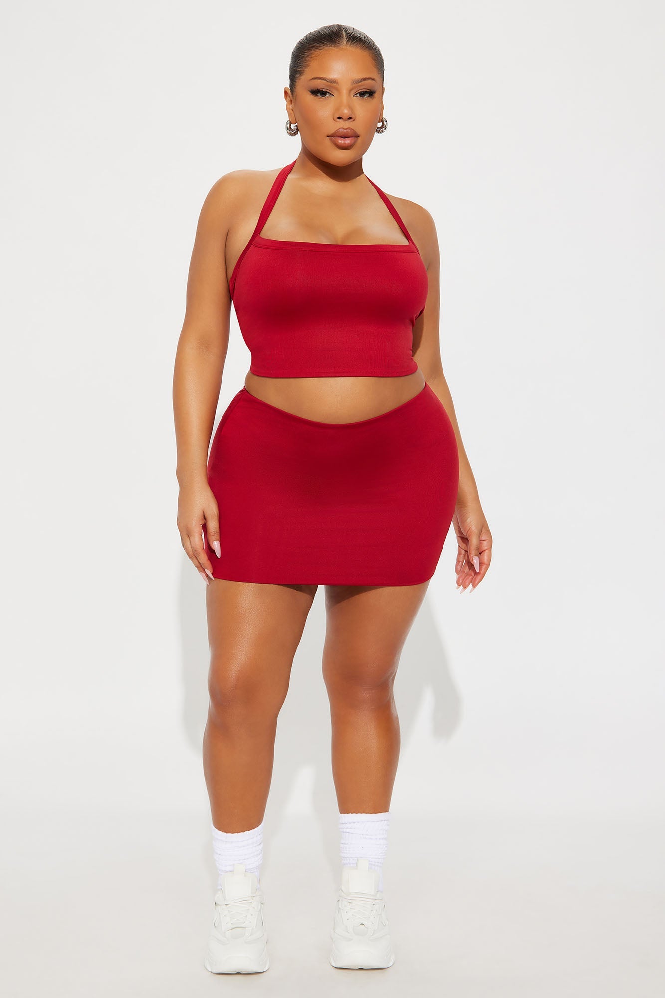 Contour Double Lined Mini Skirt - Red