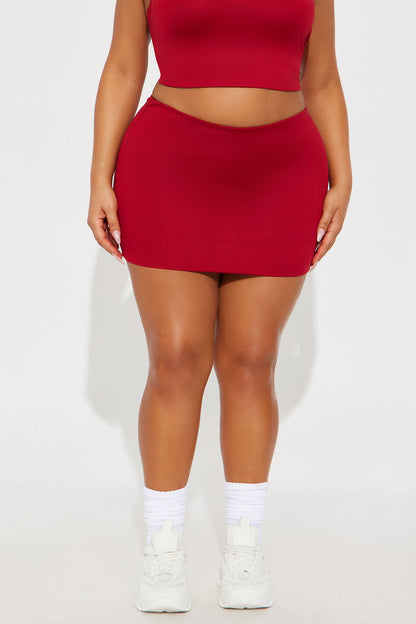 Contour Double Lined Mini Skirt - Red