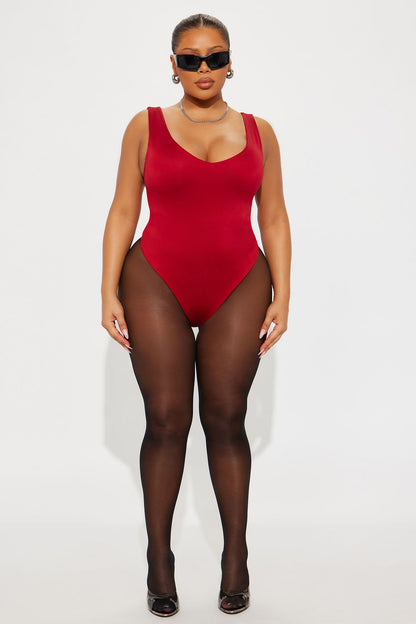 Contour Double Lined V-Neck Bodysuit - Red