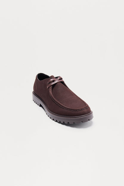 Lug Sole Lace Up Moccasins - Chocolate