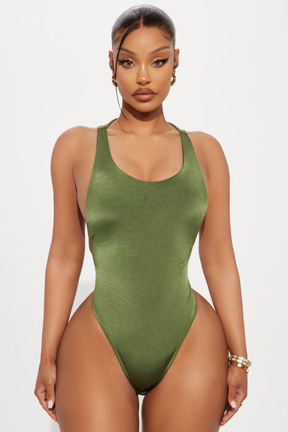 Martina Double Lined Bodysuit - Olive
