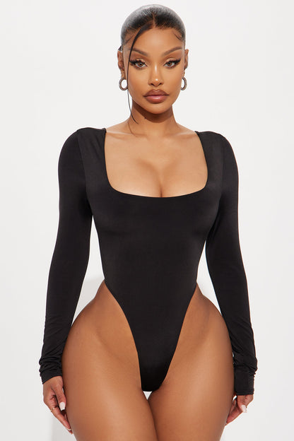 Living Proof Long Sleeve Backless Bodysuit - Black