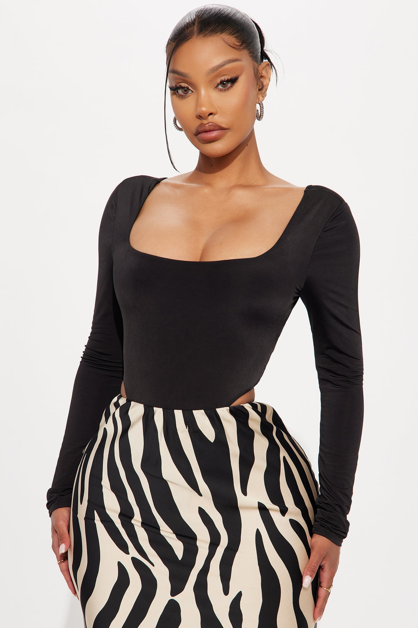 Living Proof Long Sleeve Backless Bodysuit - Black