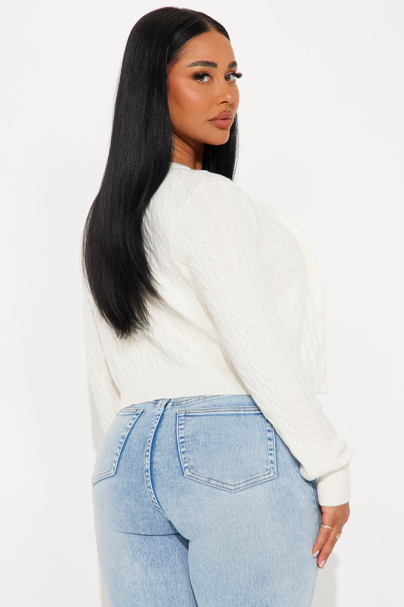 Elowen Cable Knit Cardigan - White