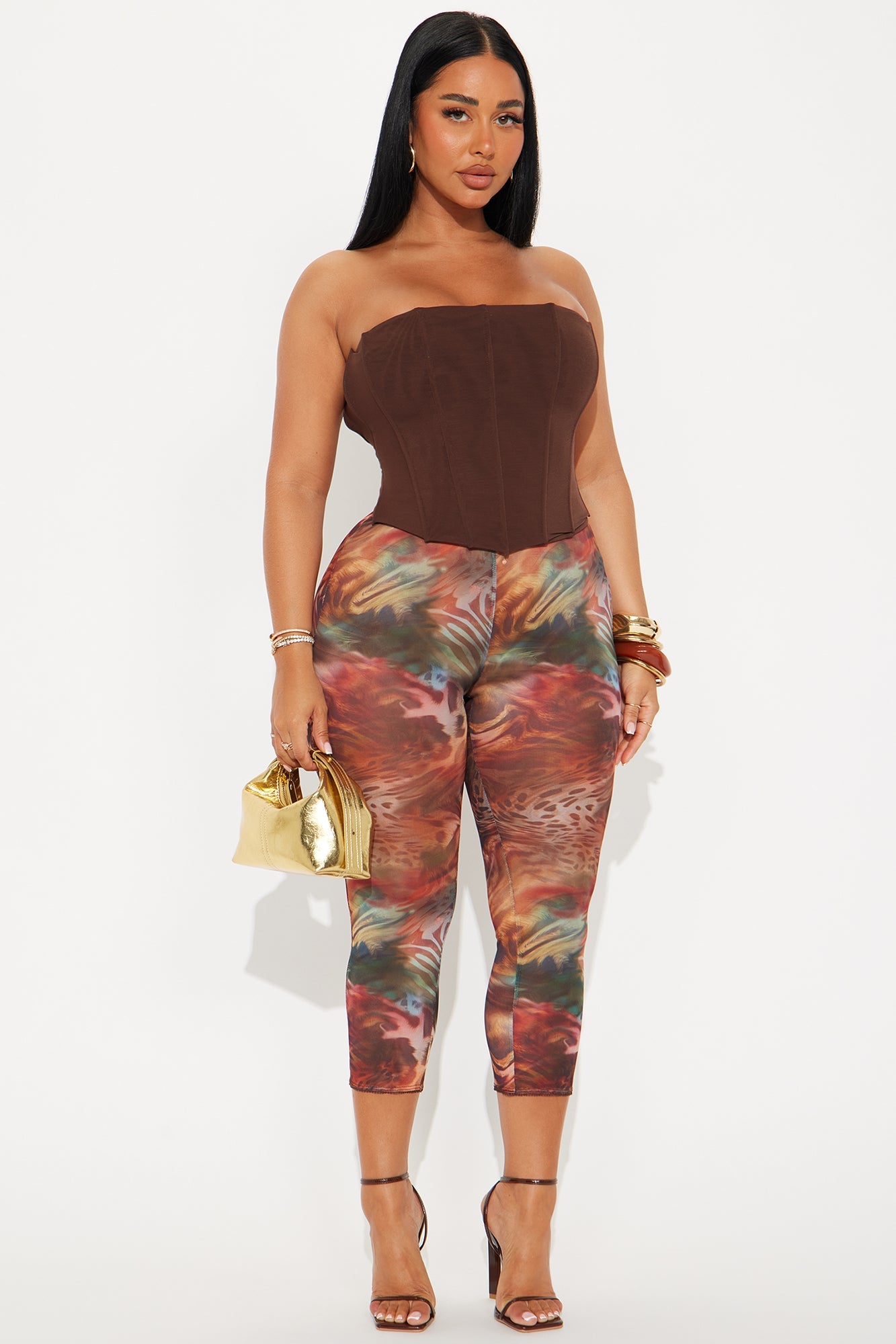 Melody Mesh Animal Print Capri Legging - Multi Color