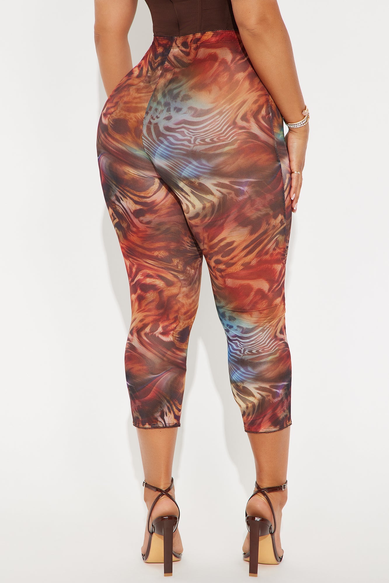 Melody Mesh Animal Print Capri Legging - Multi Color