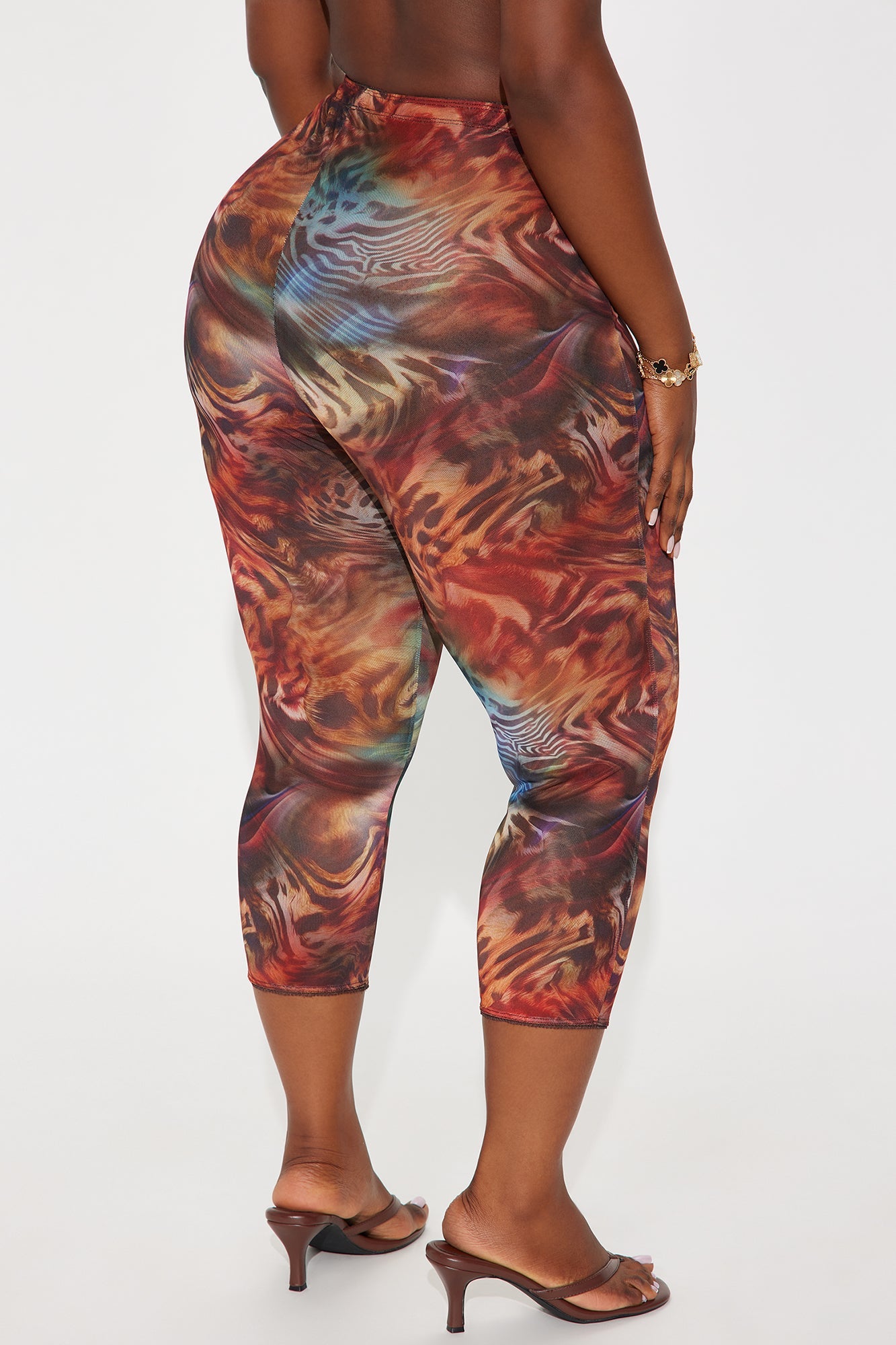 Melody Mesh Animal Print Capri Legging - Multi Color