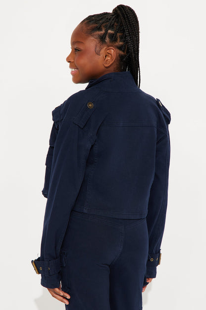 Mini Billie Goes To School Cargo Twill Jacket - Navy