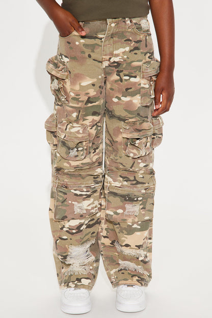 Mini Lily Distressed Cargo Jeans - Camouflage