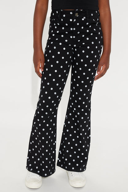 Mini Erin Polka Dot Wide Leg Jeans - Black