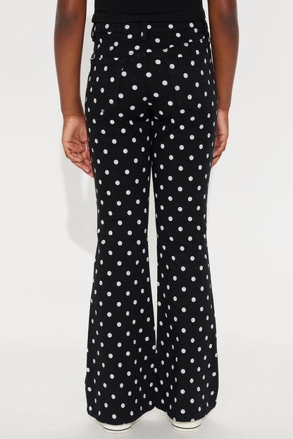 Mini Erin Polka Dot Wide Leg Jeans - Black