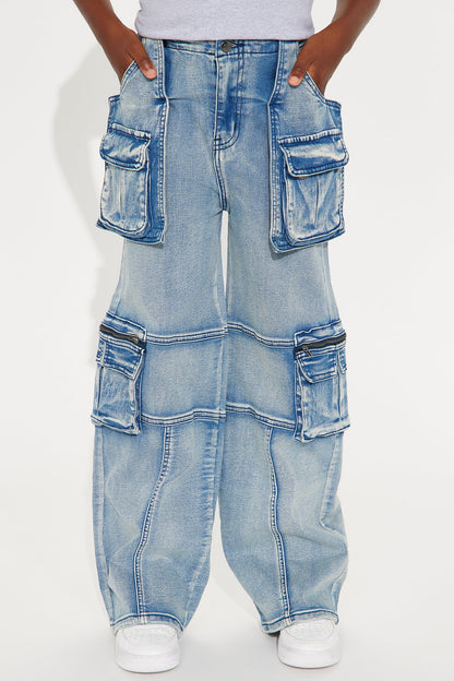 Mini Jasmine Hanging Pocket Cargo Jeans - Indigo