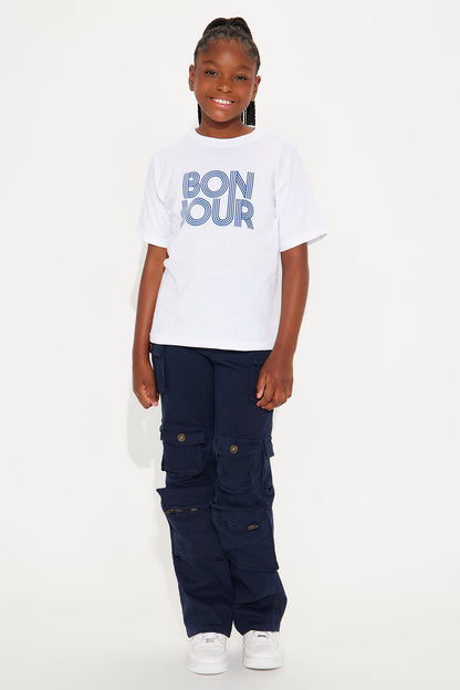 Mini Bonjour Baby Washed Oversized Tee - White