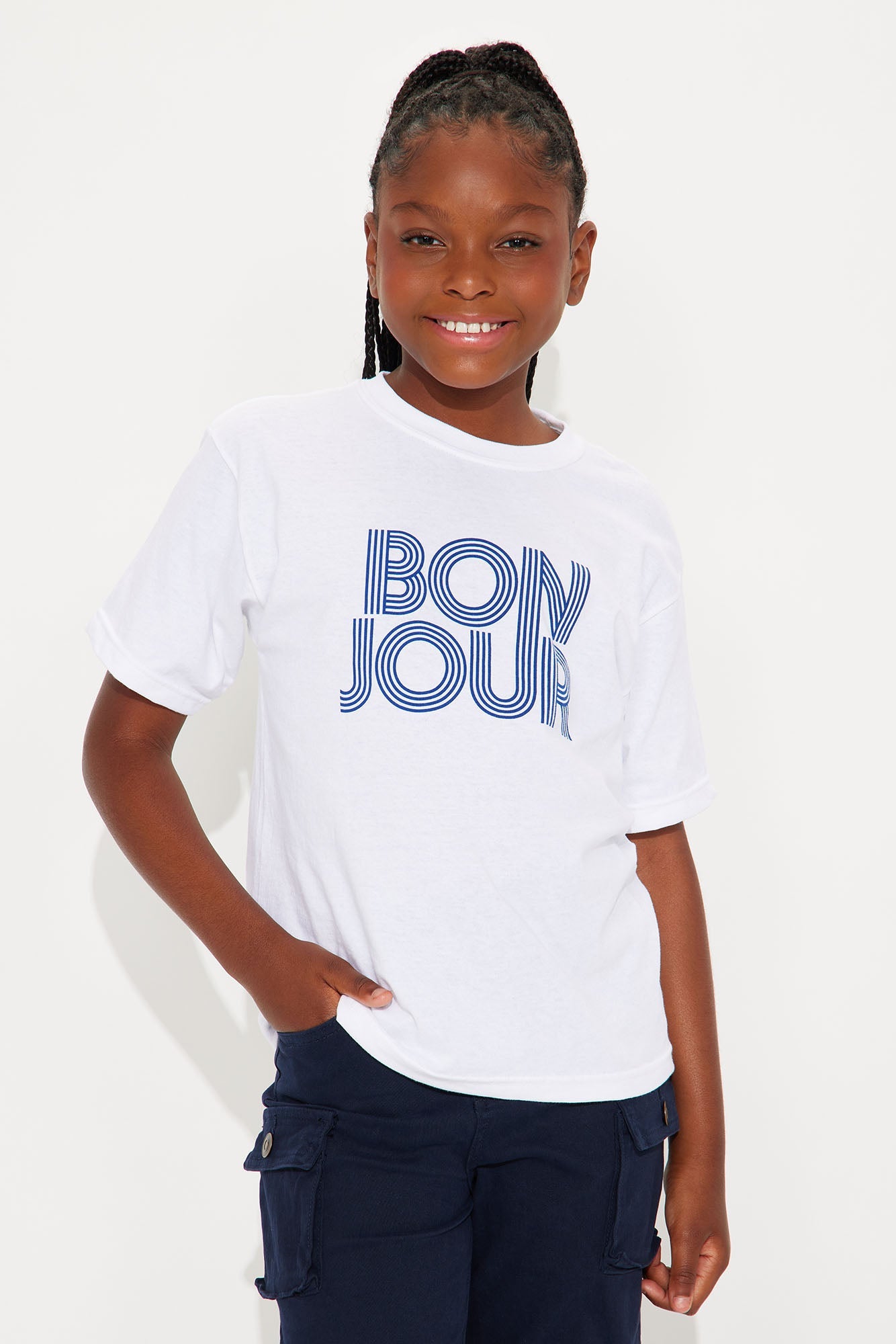 Mini Bonjour Baby Washed Oversized Tee - White