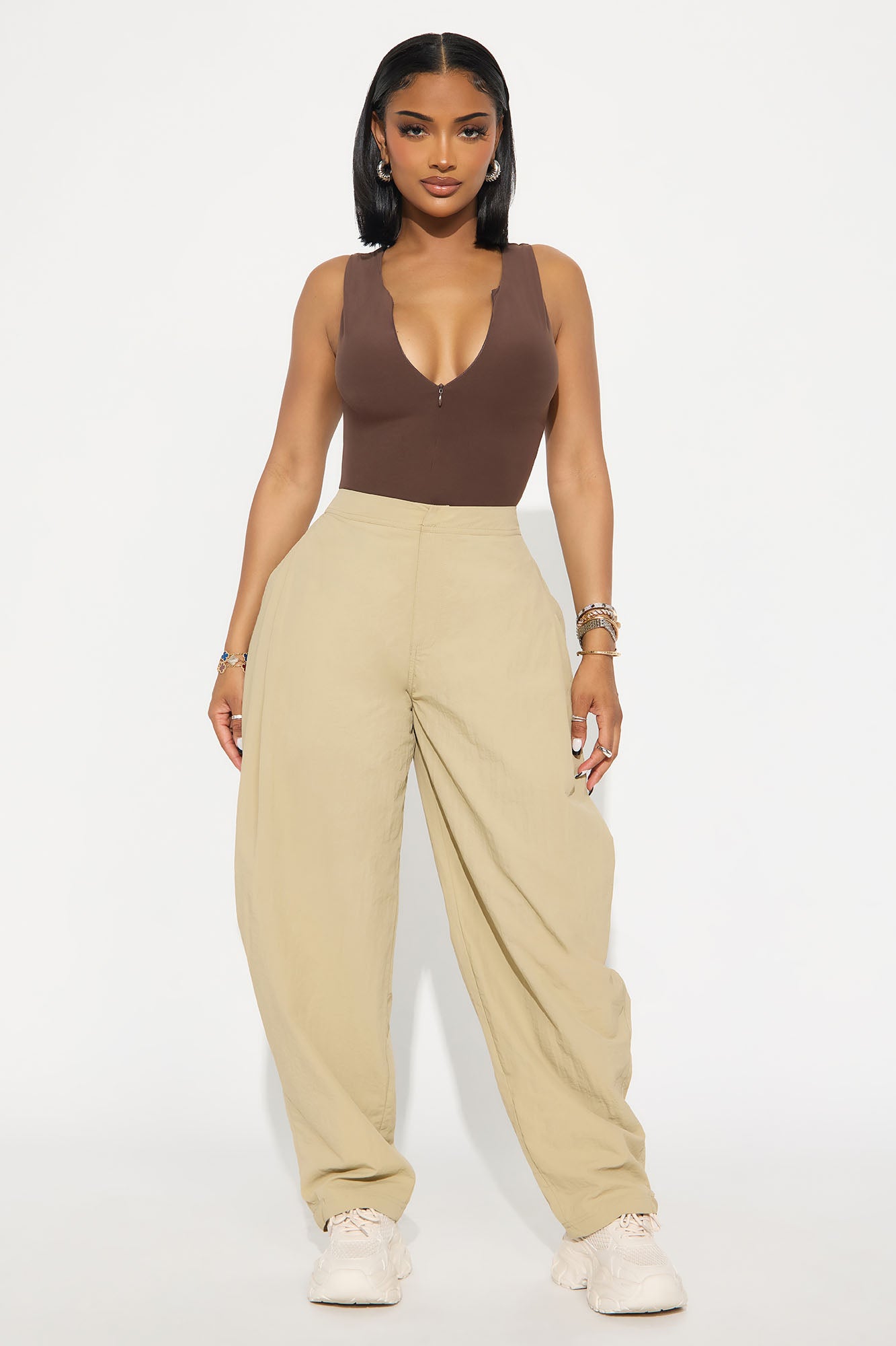 Second Skin Double Lined Zip Front Tank - Chocolate