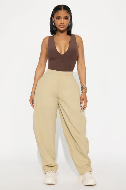 Second Skin Double Lined Zip Front Tank - Chocolate
