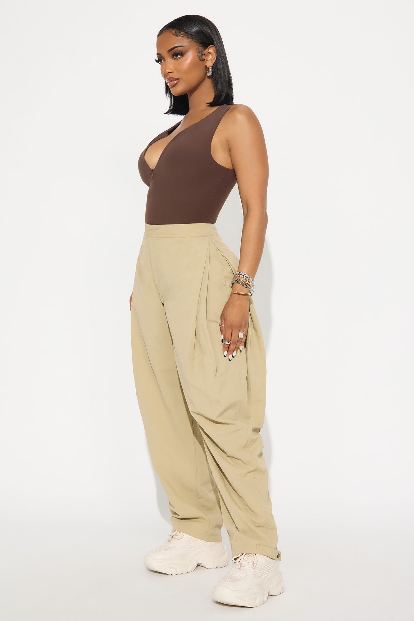 Second Skin Double Lined Zip Front Tank - Chocolate