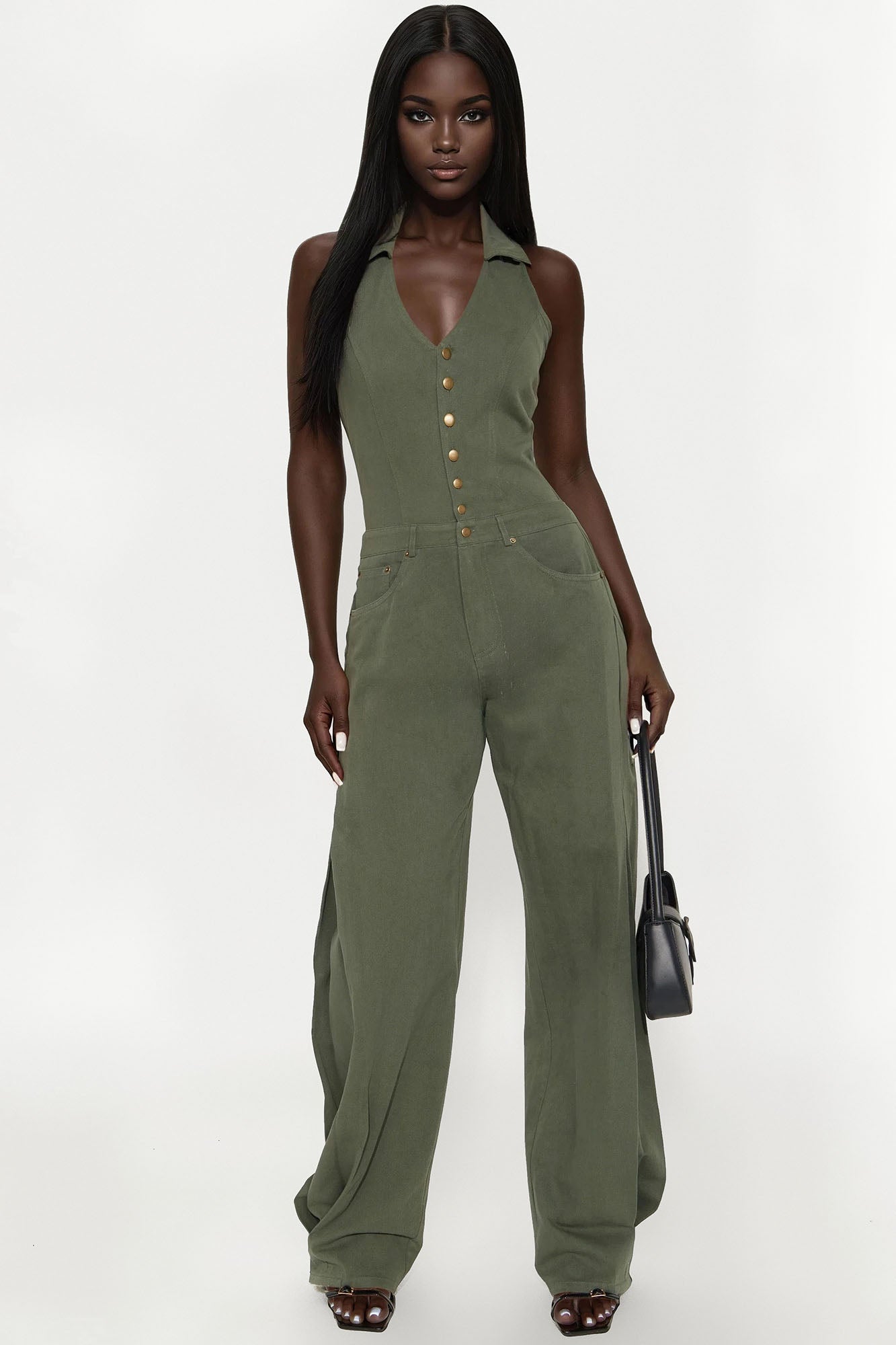 Alexis Barrel Leg Jumpsuit - Olive