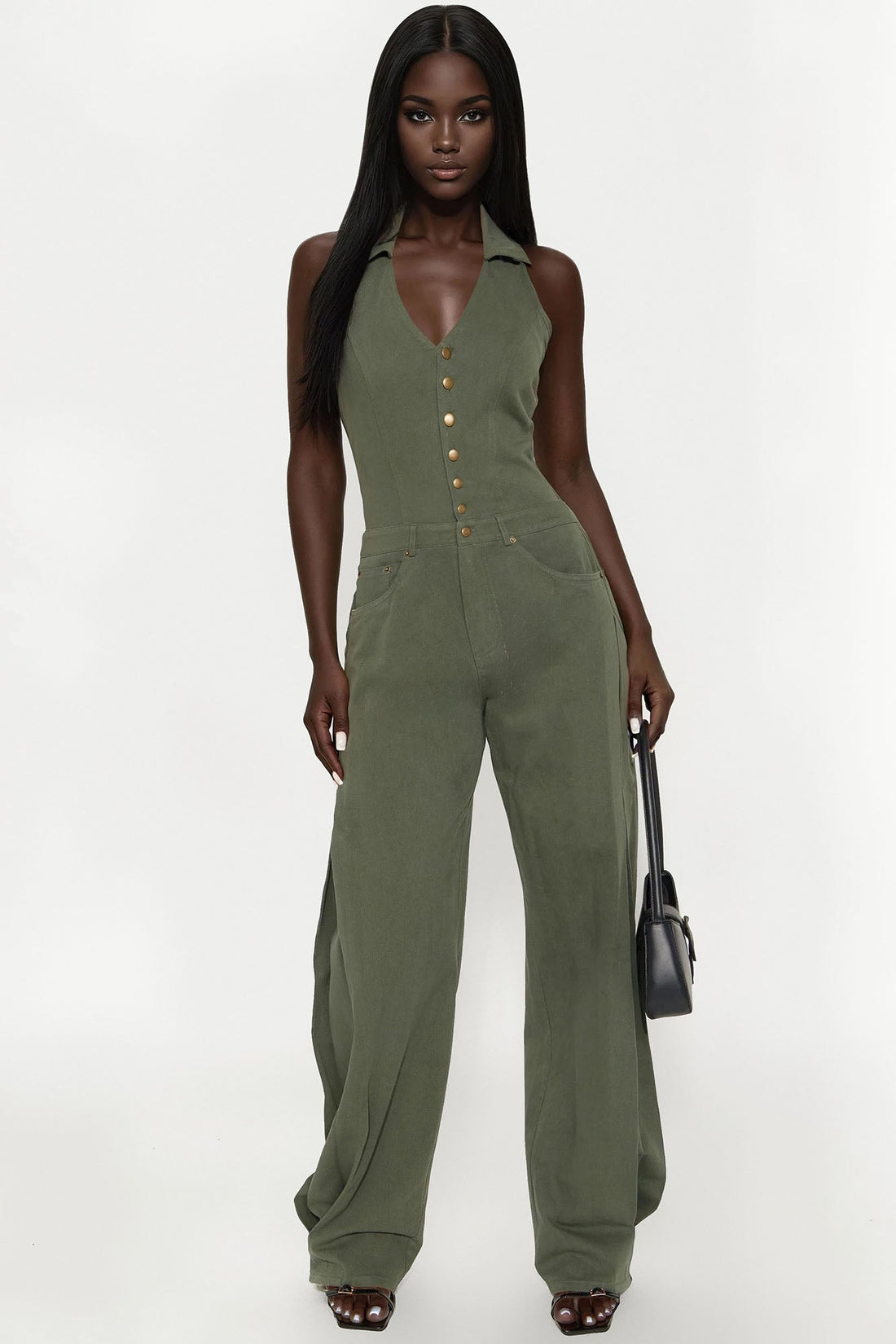 Alexis Barrel Leg Jumpsuit - Olive