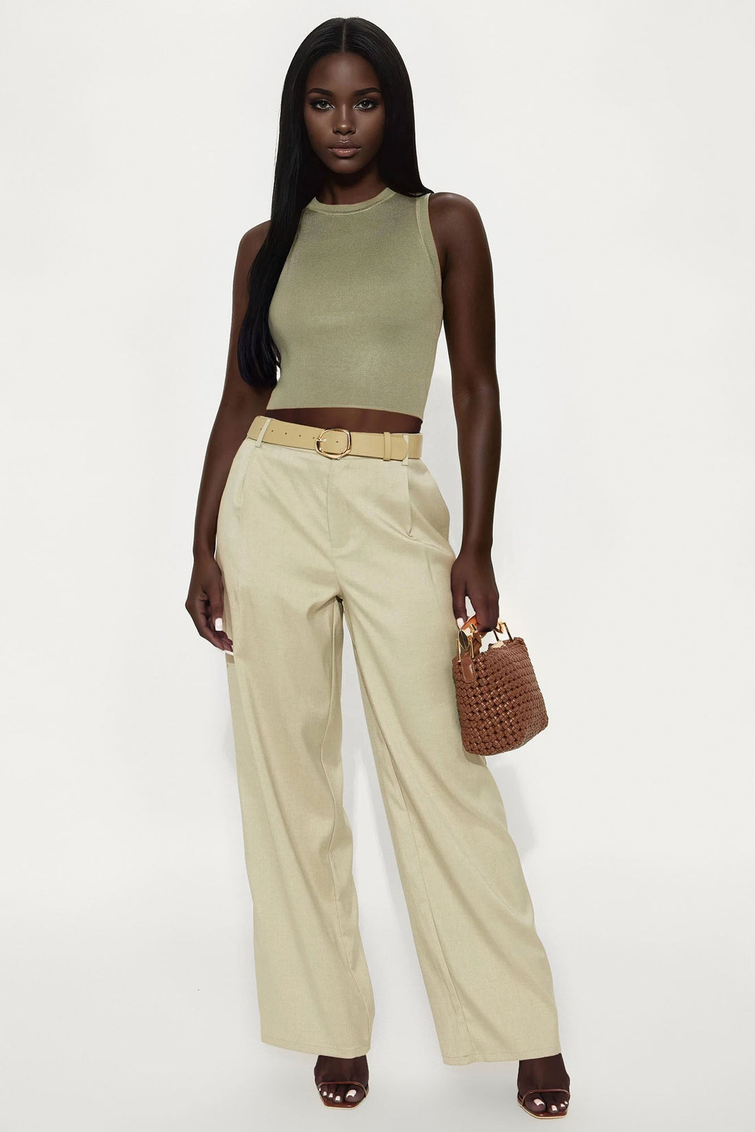 Brooklyn Sweater Tank Top - Olive