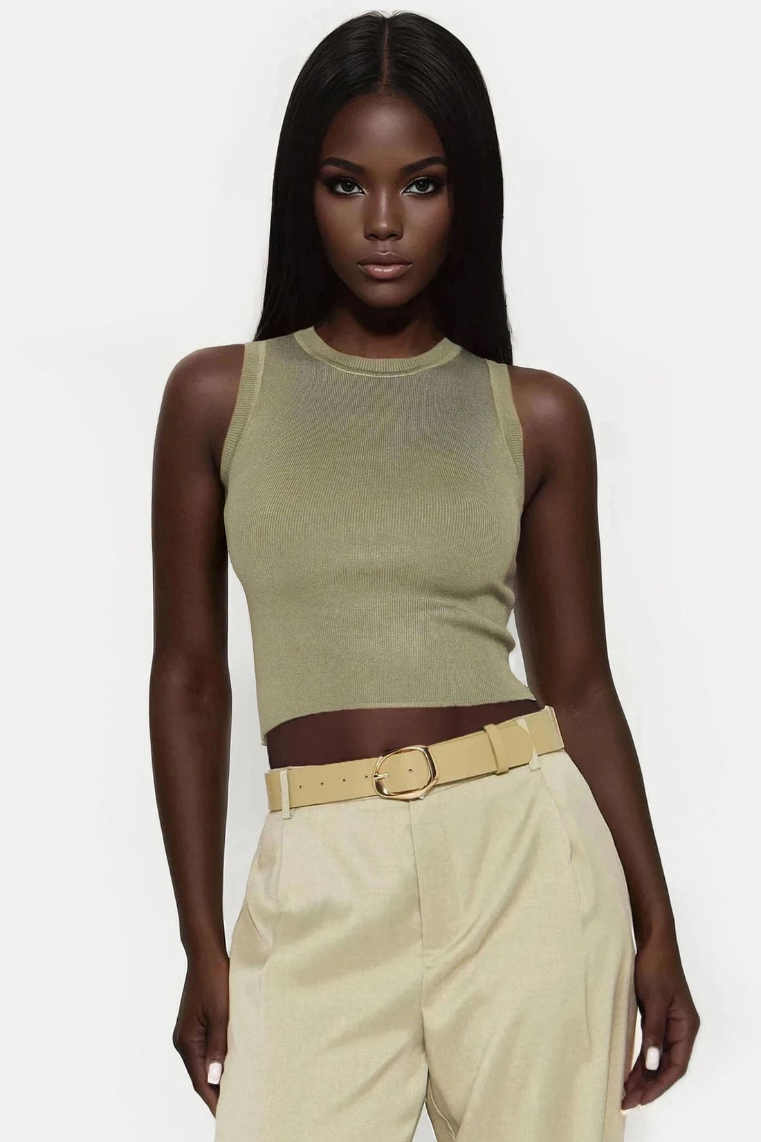 Brooklyn Sweater Tank Top - Olive