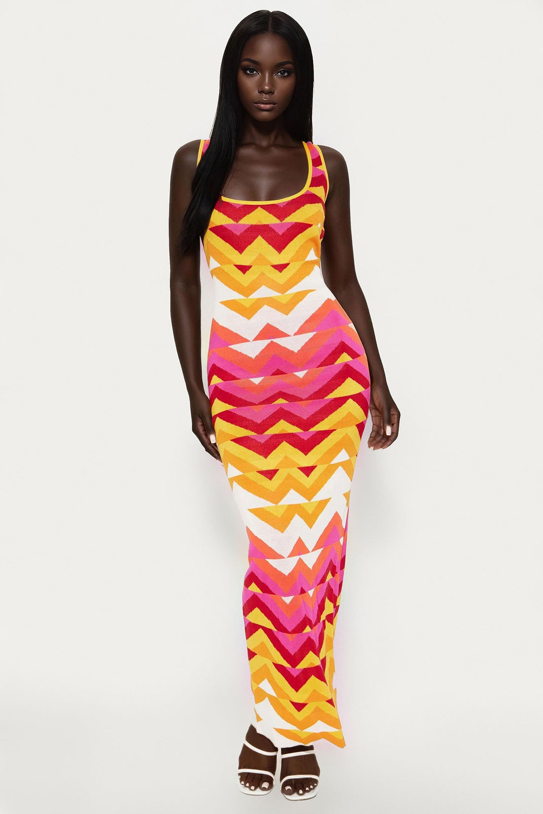 Ella Sweater Maxi Dress - Orange/combo