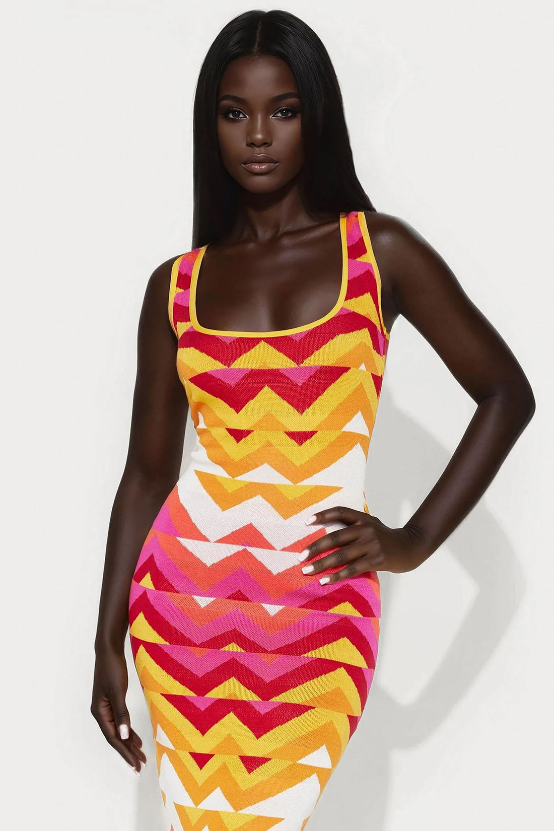 Ella Sweater Maxi Dress - Orange/combo