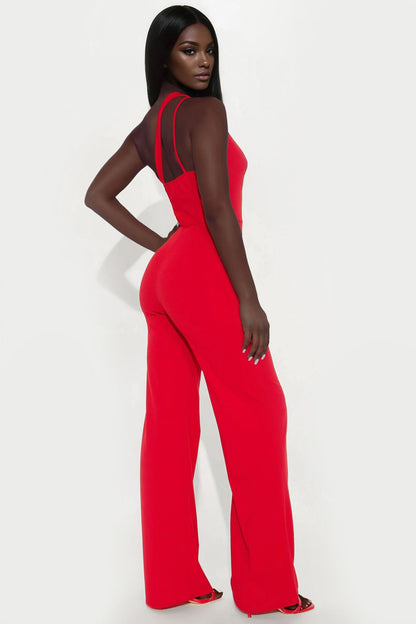Too Appealing One Shoulder Jumpsuit - Red