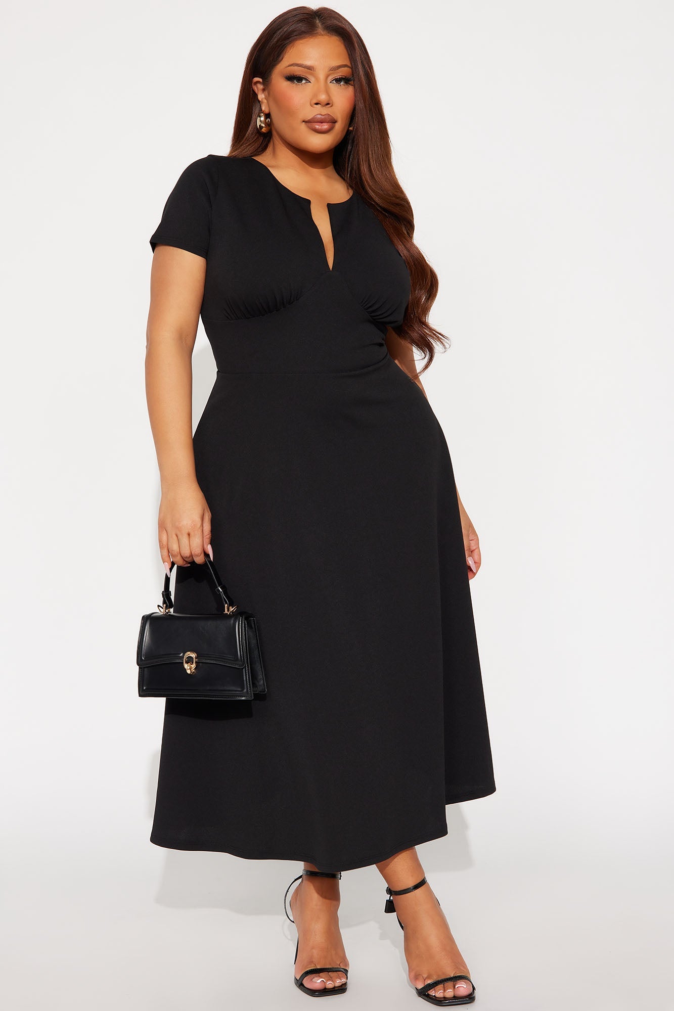 Charolette Short Sleeve Midi Dress - Black