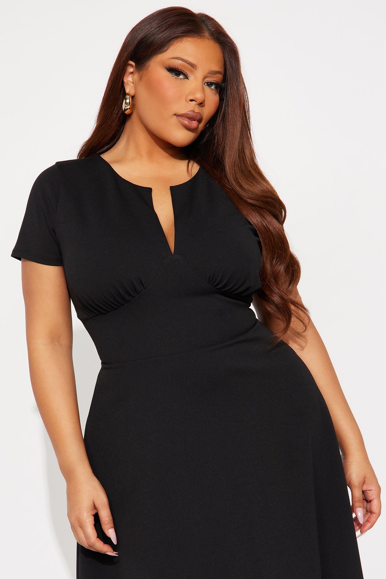 Charolette Short Sleeve Midi Dress - Black