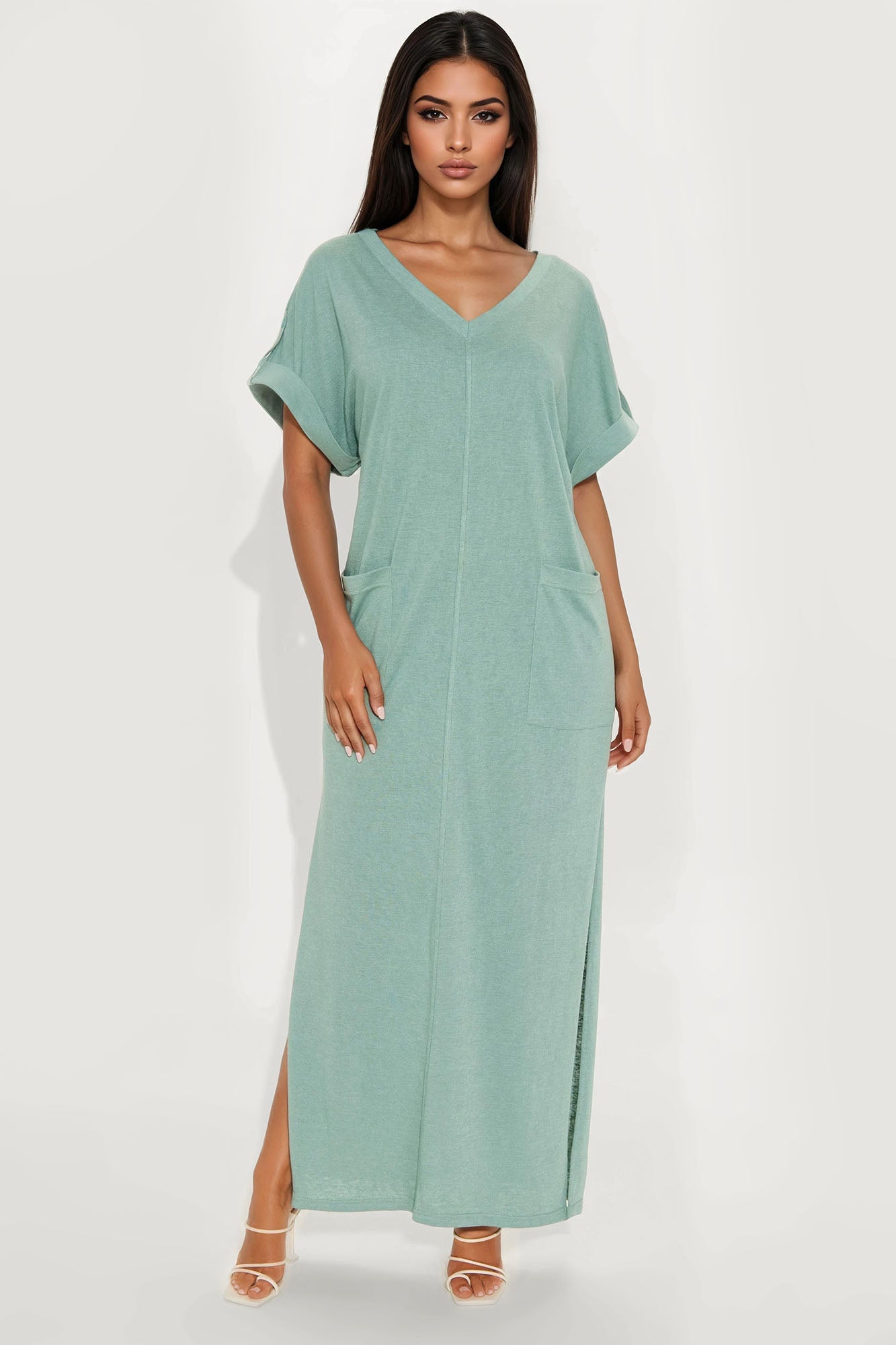 Unbothered 2 Piece Maxi Dress Set - Sage