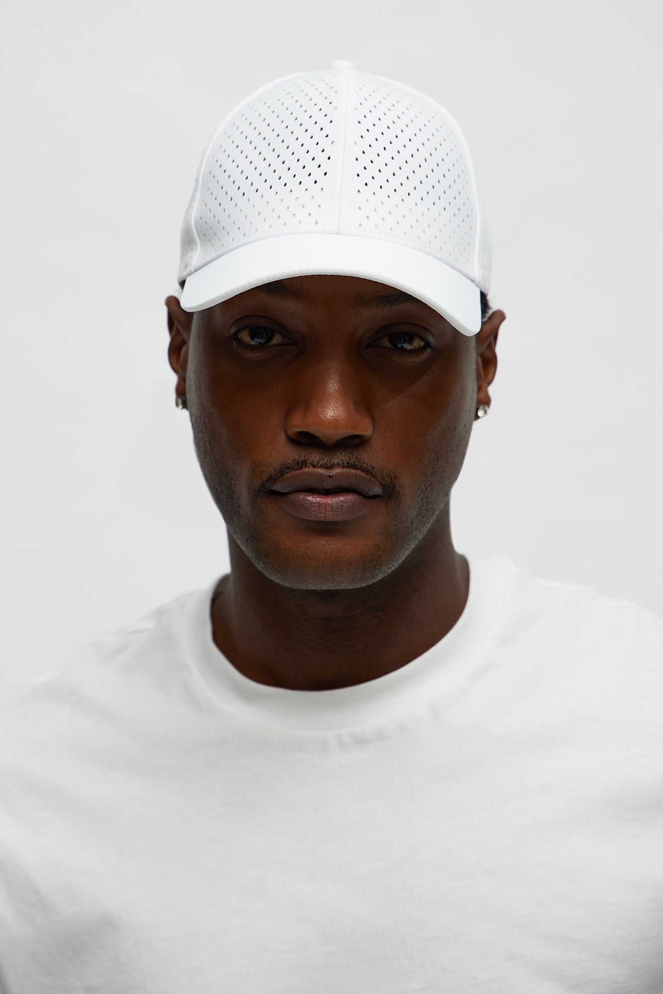 Air Perforated 6 Panel Strapback Hat - White