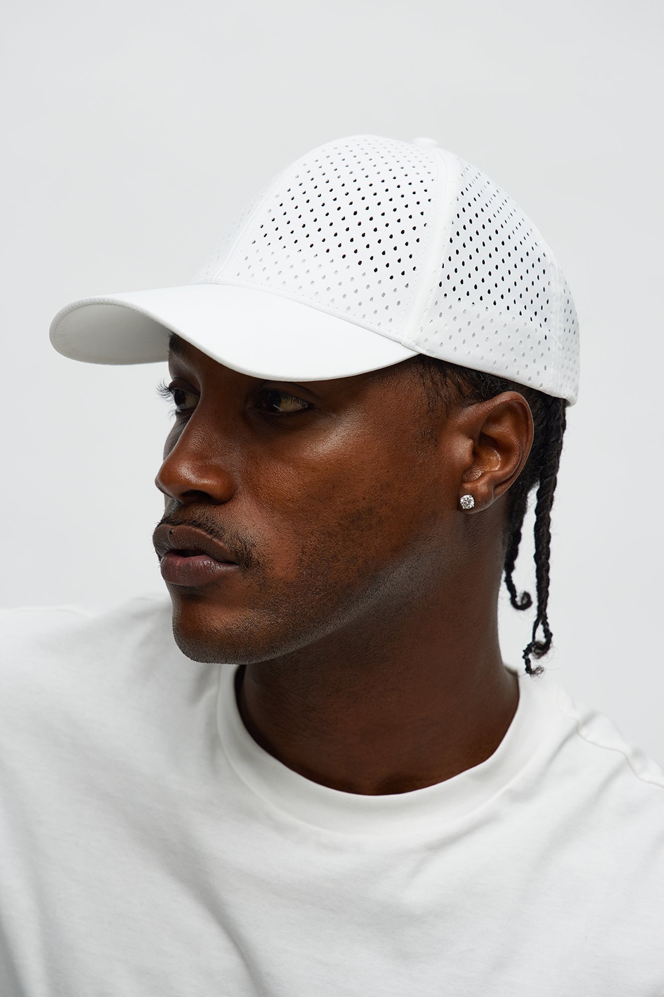 Air Perforated 6 Panel Strapback Hat - White