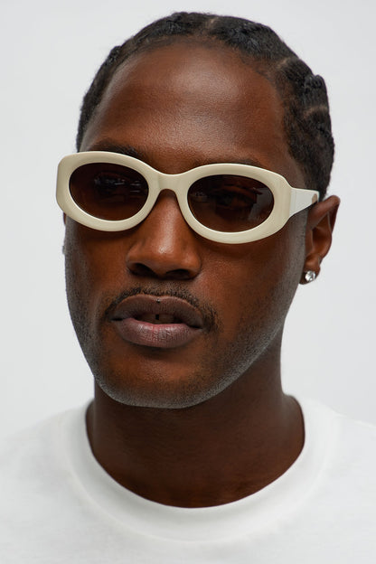 Round Eyes Sunglasses - Cream