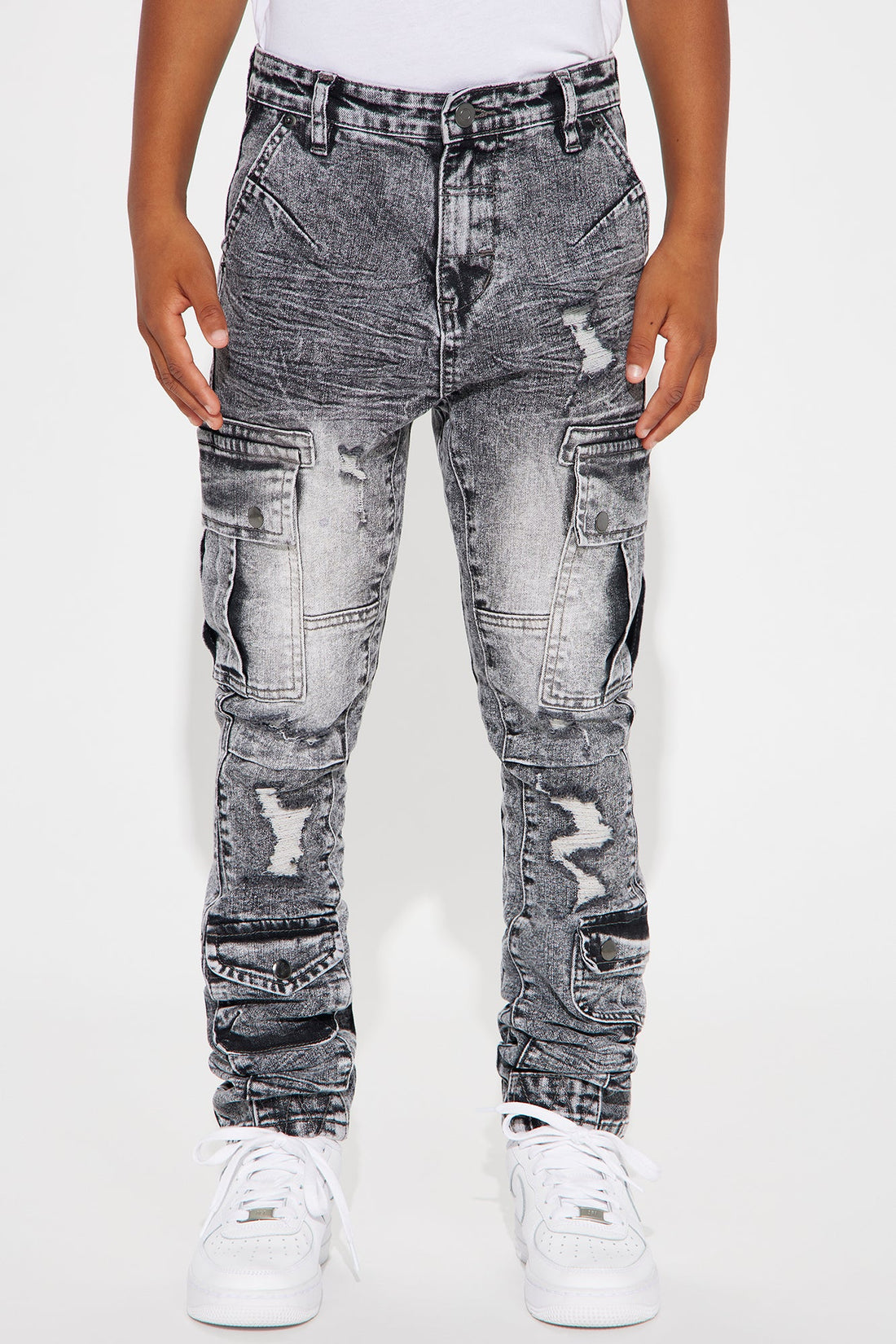 Mini Not To Aggressive Cargo Jeans - Black Wash