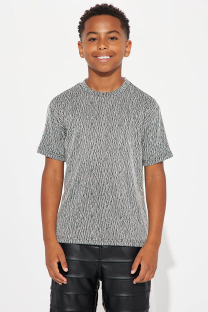Mini Leon Relaxed Textured Tee - Black/combo