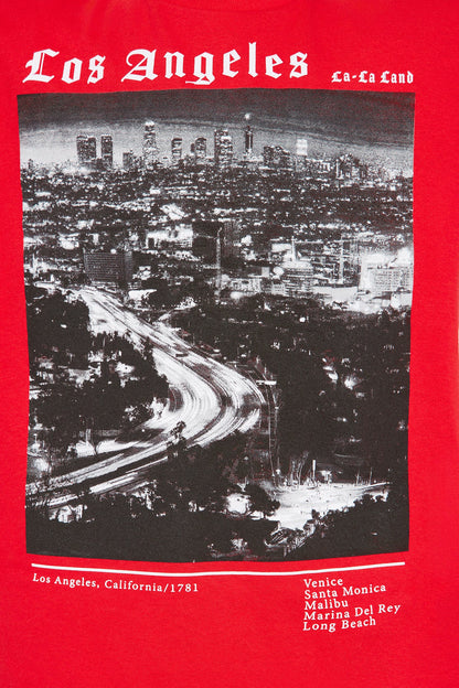 Mini LA City Lights Short Sleeve Tee - Red