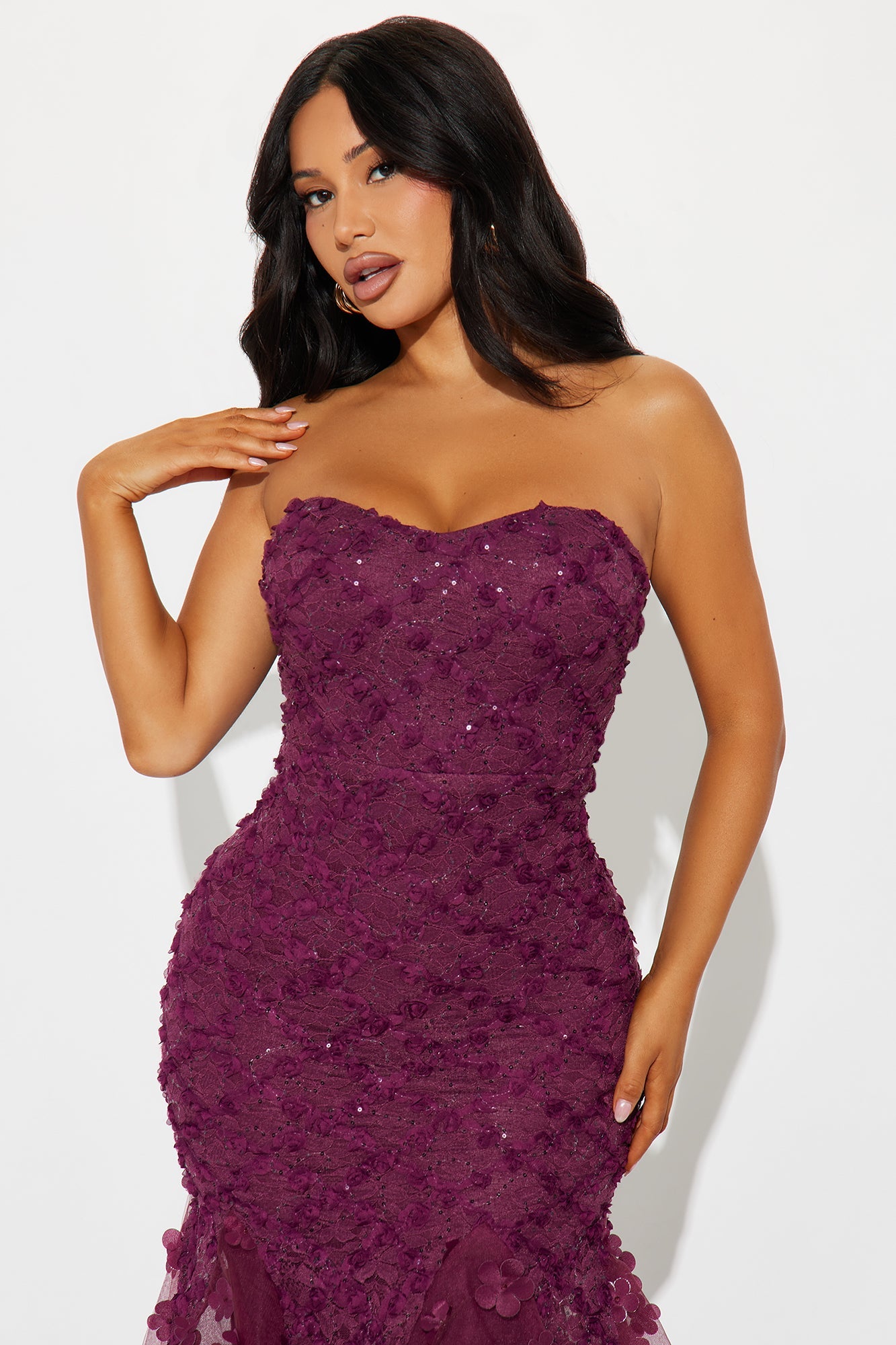 Carmen Floral Maxi Gown - Burgundy