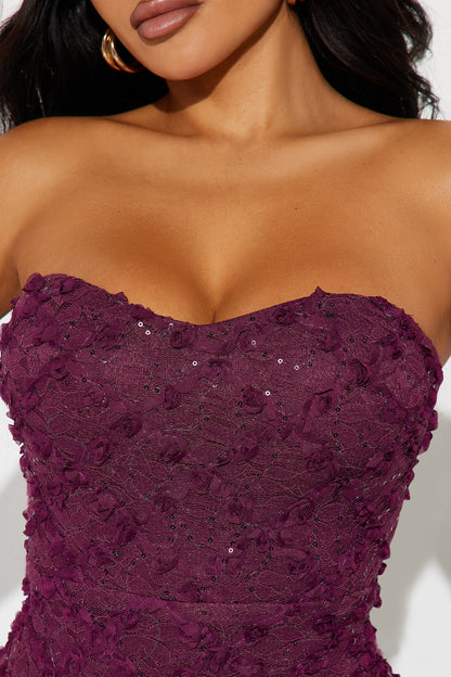 Carmen Floral Maxi Gown - Burgundy
